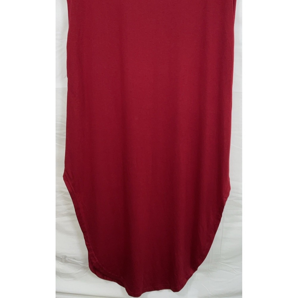 NWT Women's Anrabess Sleeveless Maxi T-Shirt Dress Loose Fit - Burgundy - Large - Picture 3 of 6